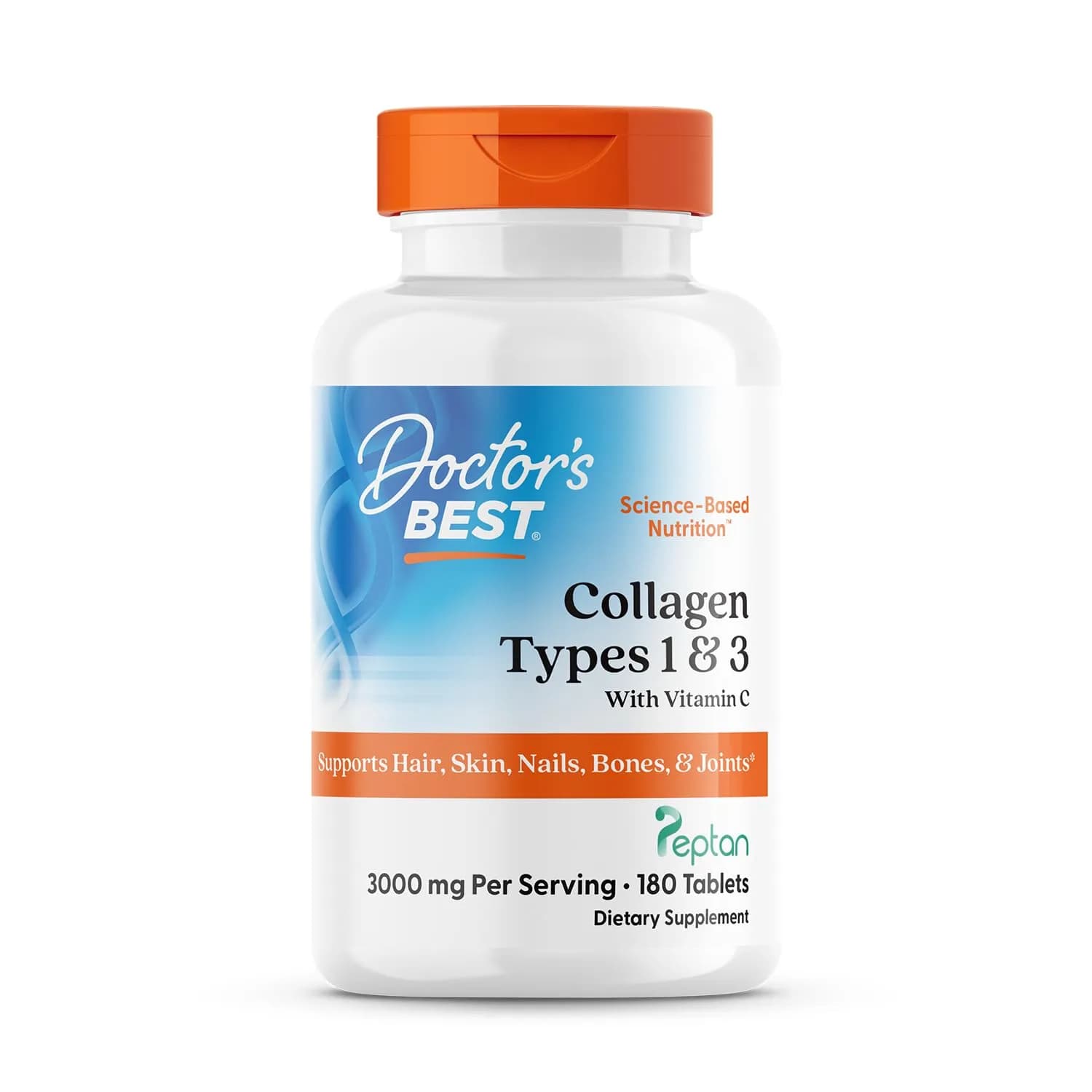 Doctor's Best Collagen Peptides Types 1 & 3 Supplement 180 Tablets | Supports Hair, Skin, Nails & Joints — 180 Tablets