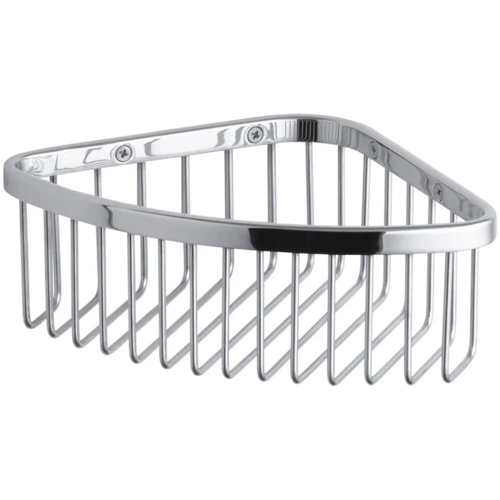 Kohler Medium Corner Shower Basket | Corrosion-Resistant Stainless Steel Corner Caddy — Polished Stainless