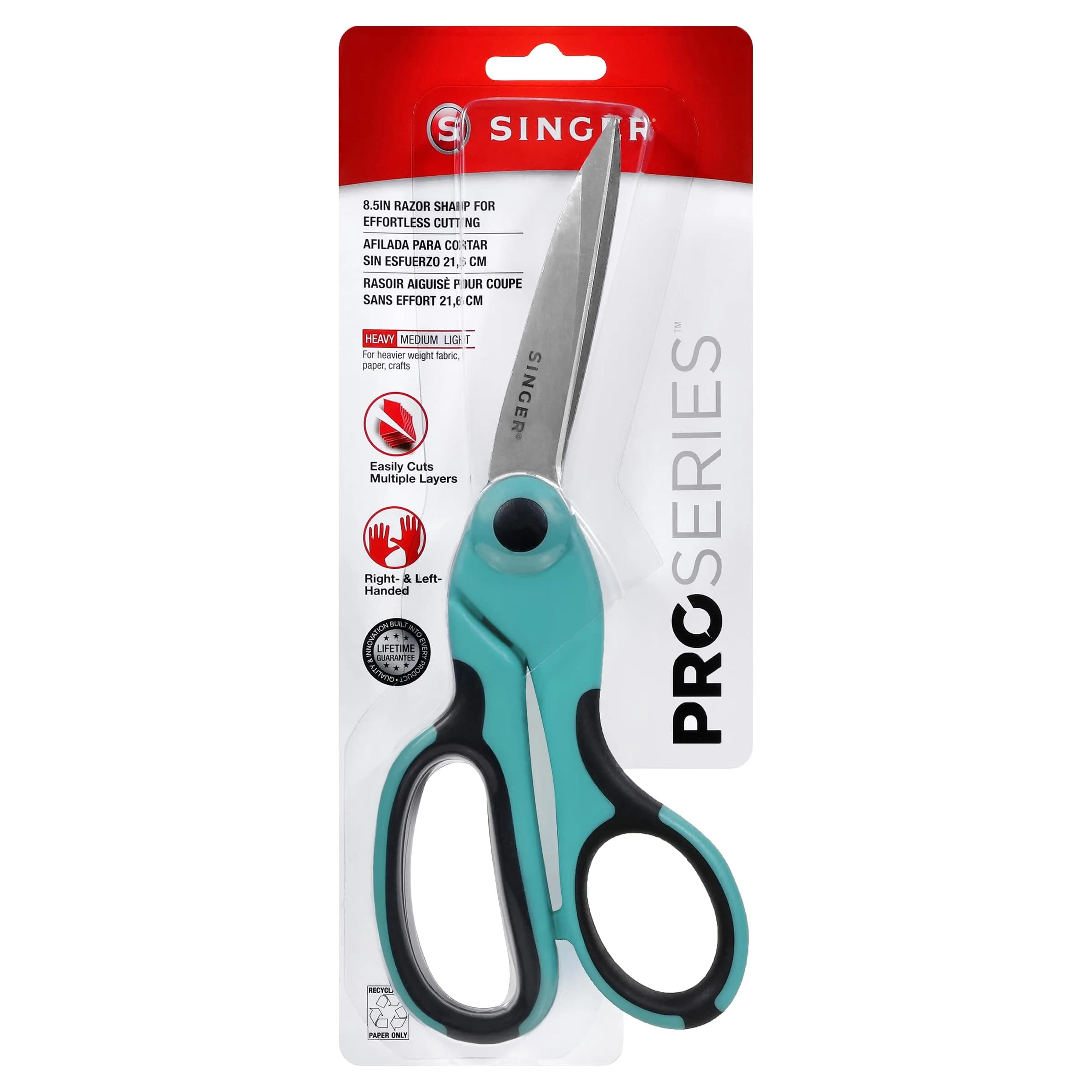 SINGER ProSeries 8.5-inch Heavy-Duty Bent Fabric Scissors, Tailor Comfort Grip | Cuts Multiple Fabric Layers Easily