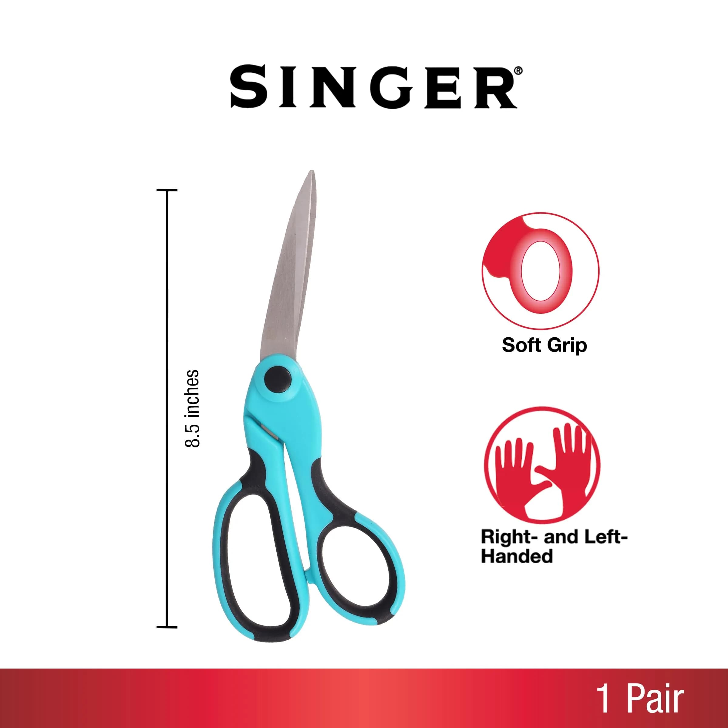SINGER ProSeries 8.5-inch Heavy-Duty Bent Fabric Scissors, Tailor Comfort Grip | Cuts Multiple Fabric Layers Easily - view 3