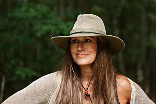 Dorfman Pacific Men's Brushed Twill-and-Mesh Safari Hat with Genuine Leather Trim Khaki | Wide Brim Sun Hat for Men thumbnail 9