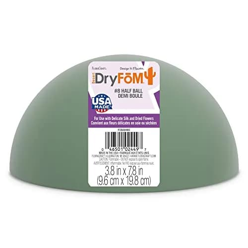 FloraCraft Floral Desert DryFōM Half Ball 10 cm x 20 cm (3.8 Inch x 7.8 Inch) | Lightweight Foam for Dried & Silk Flowers thumbnail 1