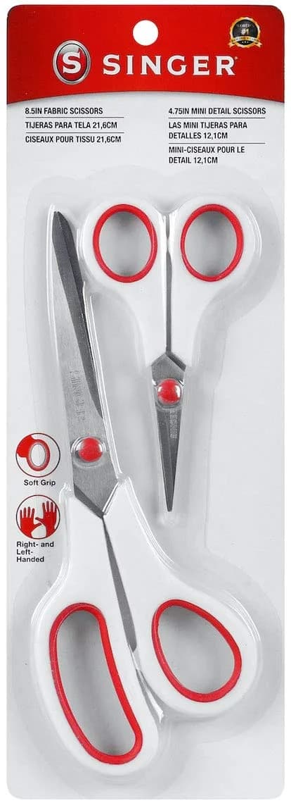 Singer Fabric & Craft Scissors Set, Red & White, 8.5-inch & 4.75-inch | Stainless Steel Blades for Precision & Comfort — Red & White