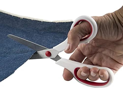 Singer Fabric & Craft Scissors Set, Red & White, 8.5-inch & 4.75-inch | Stainless Steel Blades for Precision & Comfort thumbnail 8