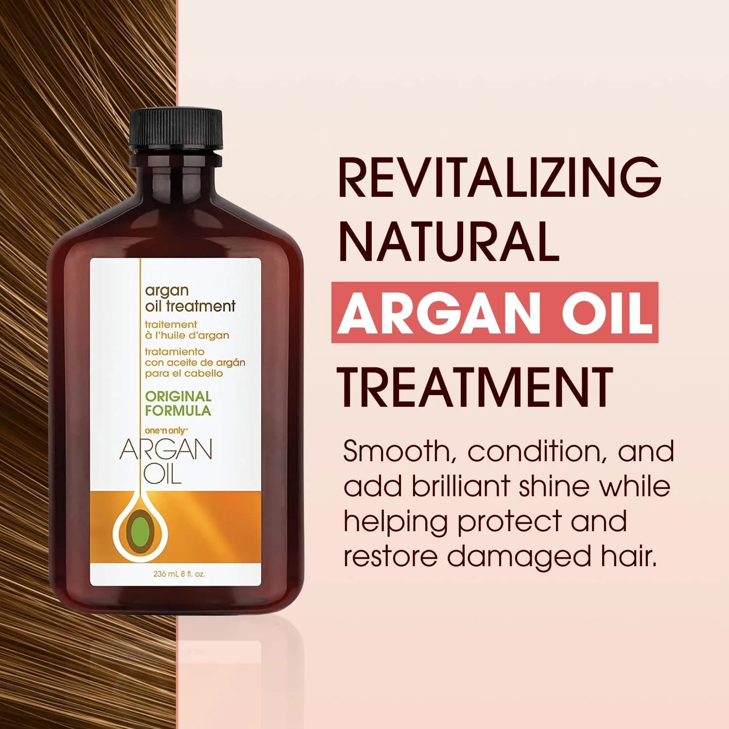 One 'N Only Argan Oil Hair Treatment 100 ml (3.4 Fl Oz) | Shine Enhancing, Heat Protectant & Frizz Control - view 3