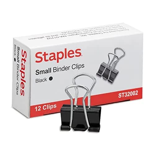 STAPLES Small Binder Clips 0.38" Capacity, Black, 144 Pack | Tempered Steel Construction for Documents & Office Use thumbnail 2