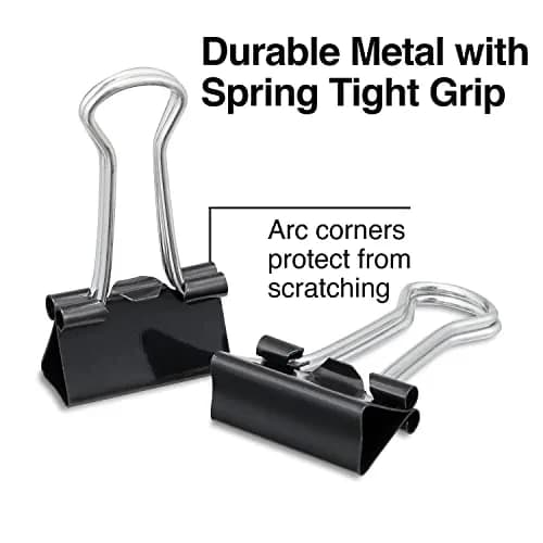STAPLES Small Binder Clips 0.38" Capacity, Black, 144 Pack | Tempered Steel Construction for Documents & Office Use thumbnail 3