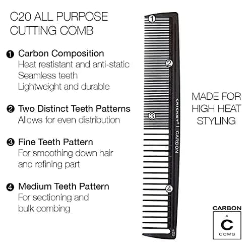 Cricket C20 Professional Stylist All-Purpose Carbon Comb | Heat-Resistant, Static-Free, Precision Cutting (115 chars) thumbnail 3
