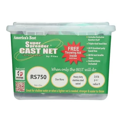 Fitec RS750 Super Spreader Cast Net 3/8" Mesh | Light & Versatile for Fresh & Saltwater (70-120 chars) thumbnail 2