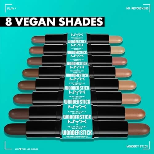 NYX PROFESSIONAL MAKEUP Wonder Stick, Medium Tan | Contour & Highlight Duo thumbnail 5