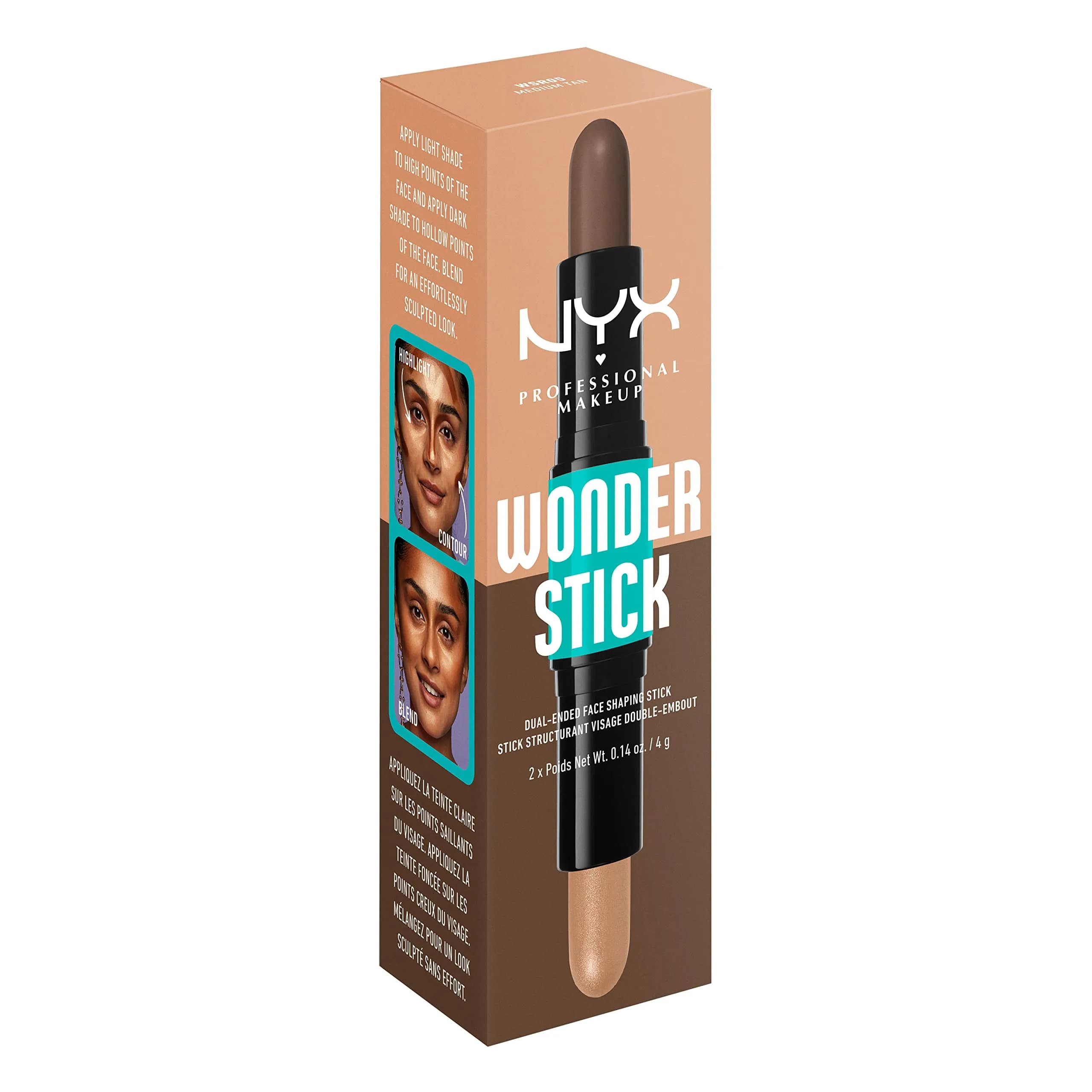 NYX PROFESSIONAL MAKEUP Wonder Stick, Medium Tan | Contour & Highlight Duo - view 9