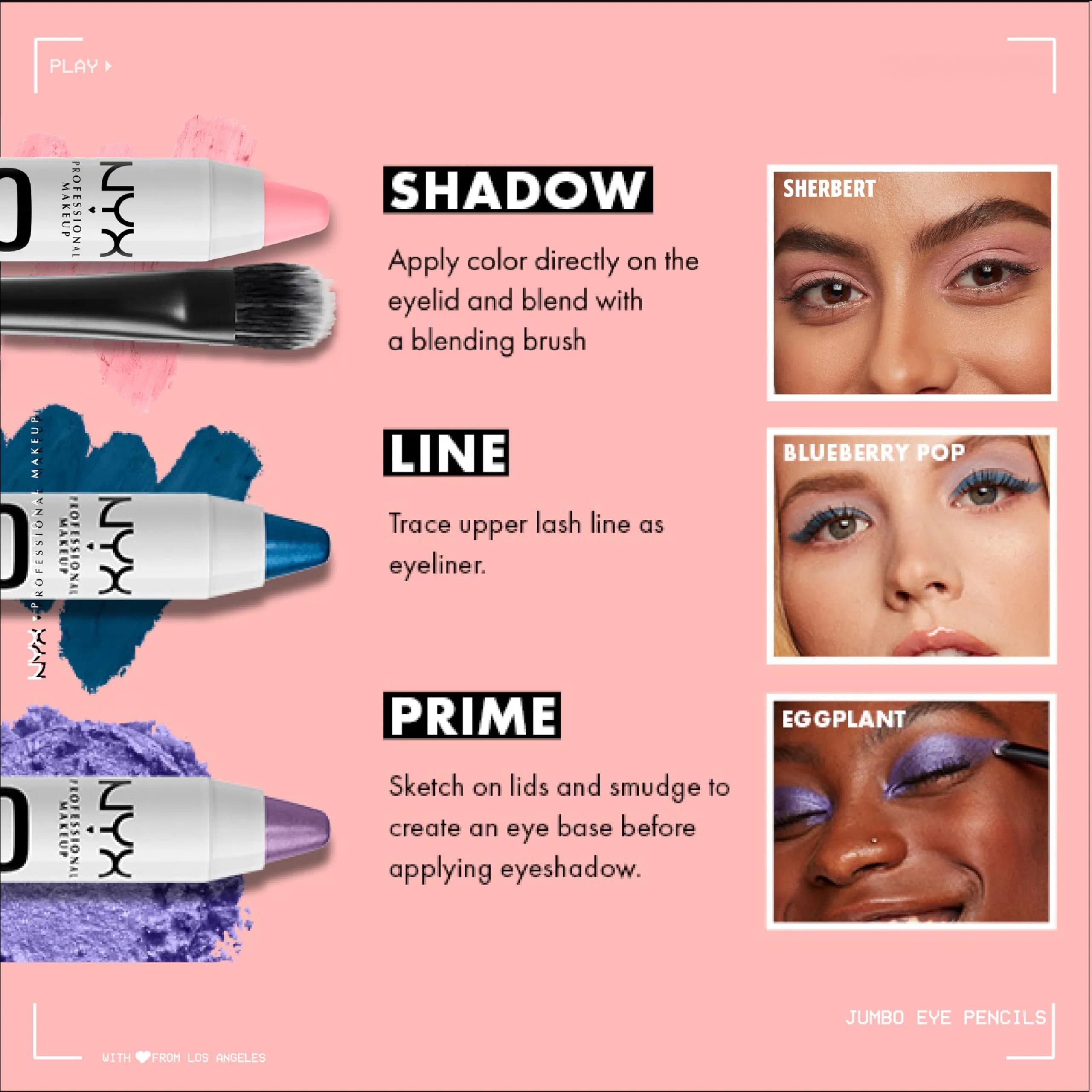 NYX PROFESSIONAL MAKEUP Jumbo Eye Pencil, Sherbet (Coral) - 5.1g (0.18 Oz) | Blendable Eyeshadow Stick & Eyeliner Pencil - view 6
