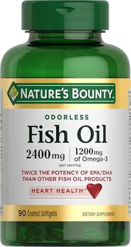 Nature's Bounty Odorless Fish Oil 1200mg Omega-3 90 Count | Supports Heart Health with EPA & DHA thumbnail 1