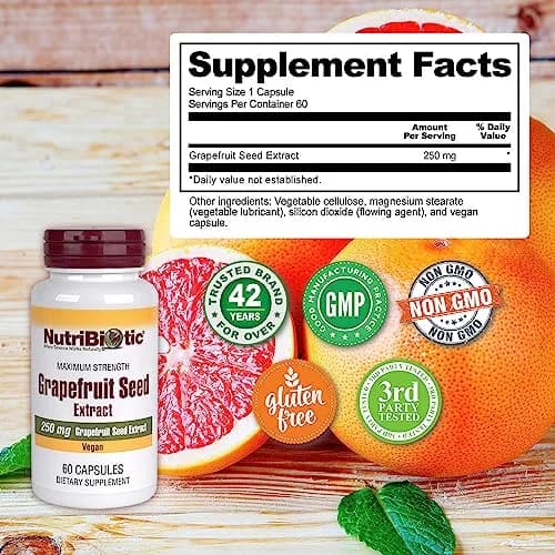 NutriBiotic Grapefruit Seed Extract Capsules 250 mg 60 Count | Maximum Strength with Bioflavonoids thumbnail 4