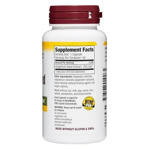 NutriBiotic Grapefruit Seed Extract Capsules 250 mg 60 Count | Maximum Strength with Bioflavonoids thumbnail 7