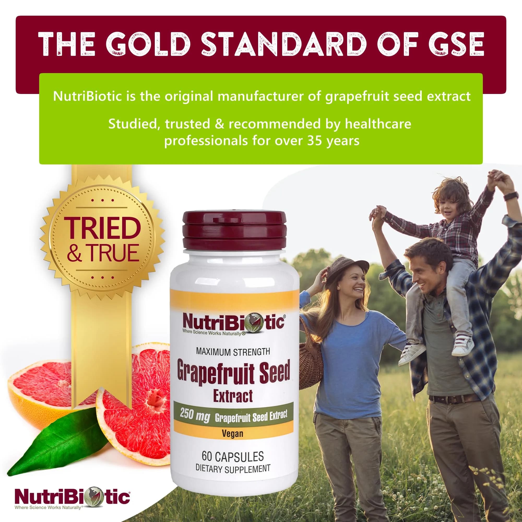 NutriBiotic Grapefruit Seed Extract Capsules 250 mg 60 Count | Maximum Strength with Bioflavonoids - view 2