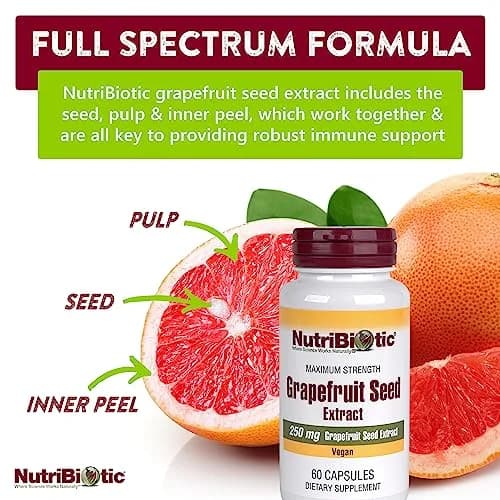 NutriBiotic Grapefruit Seed Extract Capsules 250 mg 60 Count | Maximum Strength with Bioflavonoids thumbnail 3