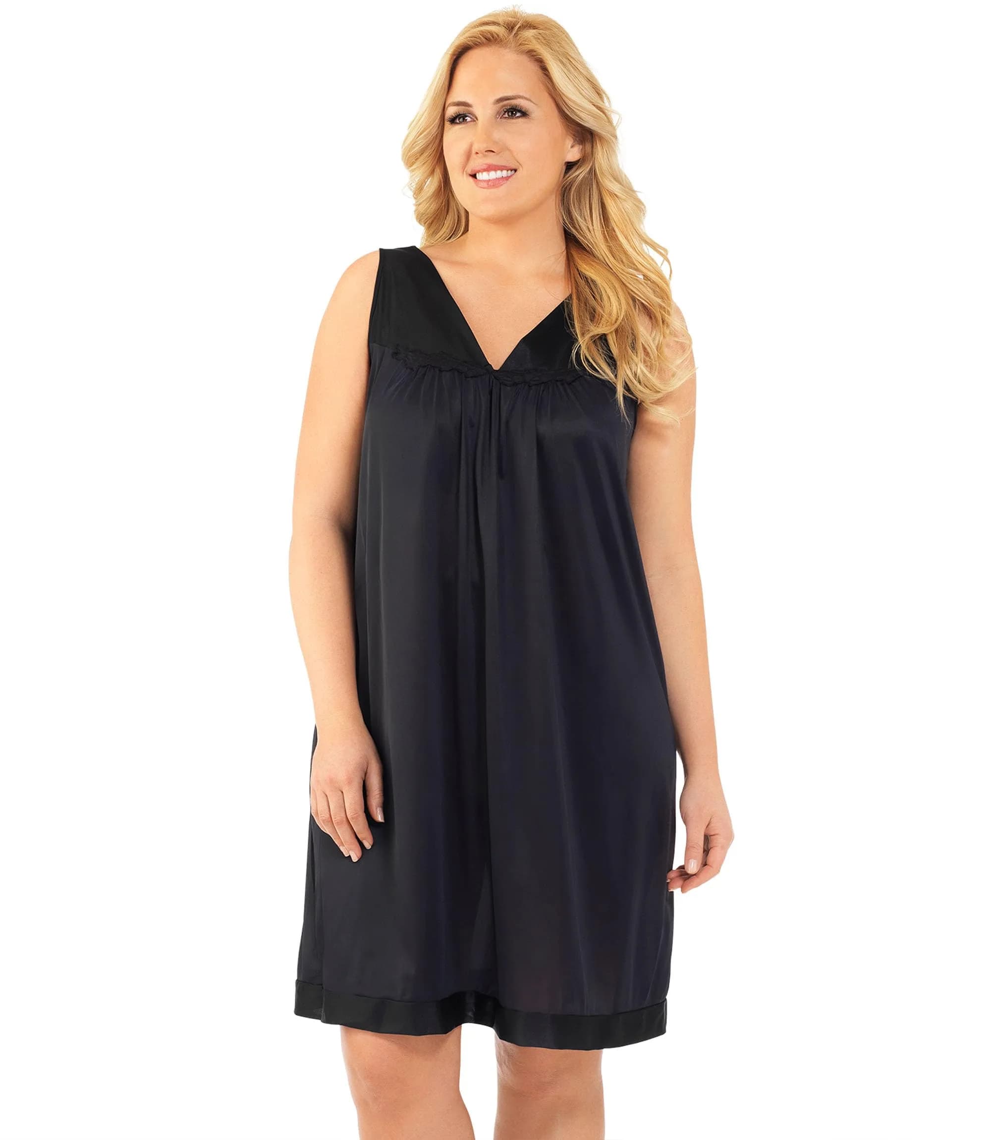 Exquisite Form Nightgown_Nightshirt Mid Rise Sleeveless Nylon Black X-Large | All-Season Comfort