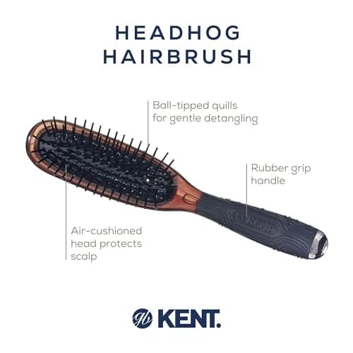 KENT HeadHog Detangler Brush with Ergonomic Rubber Grip, Anti-Static Nylon Bristles | 2.27 kg (5 lb) thumbnail 4