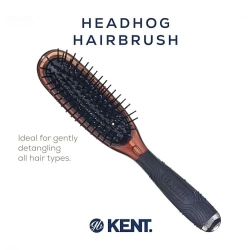 KENT HeadHog Detangler Brush with Ergonomic Rubber Grip, Anti-Static Nylon Bristles | 2.27 kg (5 lb) thumbnail 3
