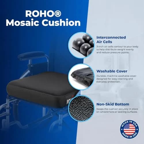 Roho Mosaic 16" x 16" Wheelchair Air Cushion, Standard Cover | 143kg (315lb) Weight Limit thumbnail 2
