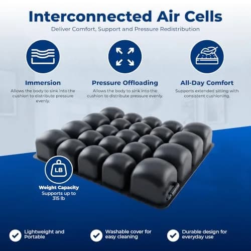 Roho Mosaic 16" x 16" Wheelchair Air Cushion, Standard Cover | 143kg (315lb) Weight Limit thumbnail 3