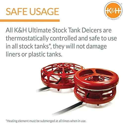 K&H Stock Tank Deicer 1500W | Floating & Submersible Livestock Water Heater, Safety Listed, Red thumbnail 3