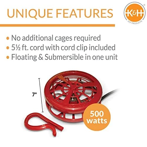 K&H Stock Tank Deicer, Pond Heater, 500W, Safety Listed, Red | Versatile Livestock Water Heater thumbnail 2