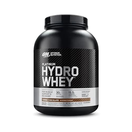 Optimum Nutrition Platinum HydroWhey Protein Powder, Turbo Chocolate, 1.82 kg (4 LB) | Fast-Acting Hydrolyzed Whey Isolate thumbnail 1