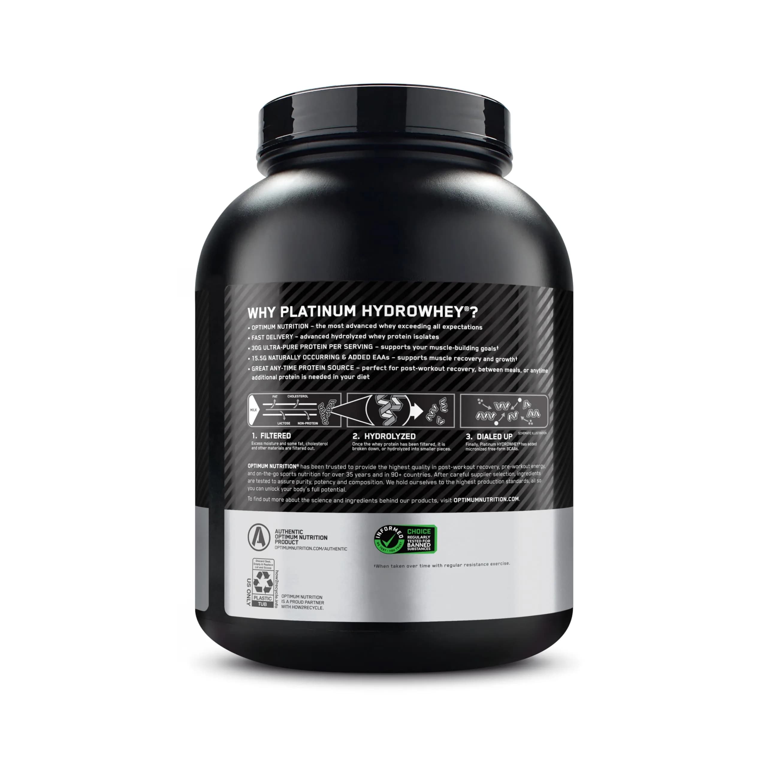 Optimum Nutrition Platinum Hydrowhey Protein Powder, Velocity Vanilla, 1.81 kg (4 LB) | Hydrolyzed Whey Protein Isolate - view 8