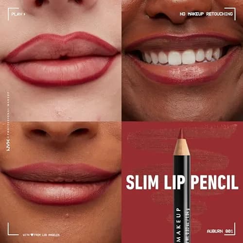 NYX PROFESSIONAL MAKEUP Slim Lip Liner Pencil Auburn (0.8g / 0.03oz) | Long-Lasting & Hydrating thumbnail 5