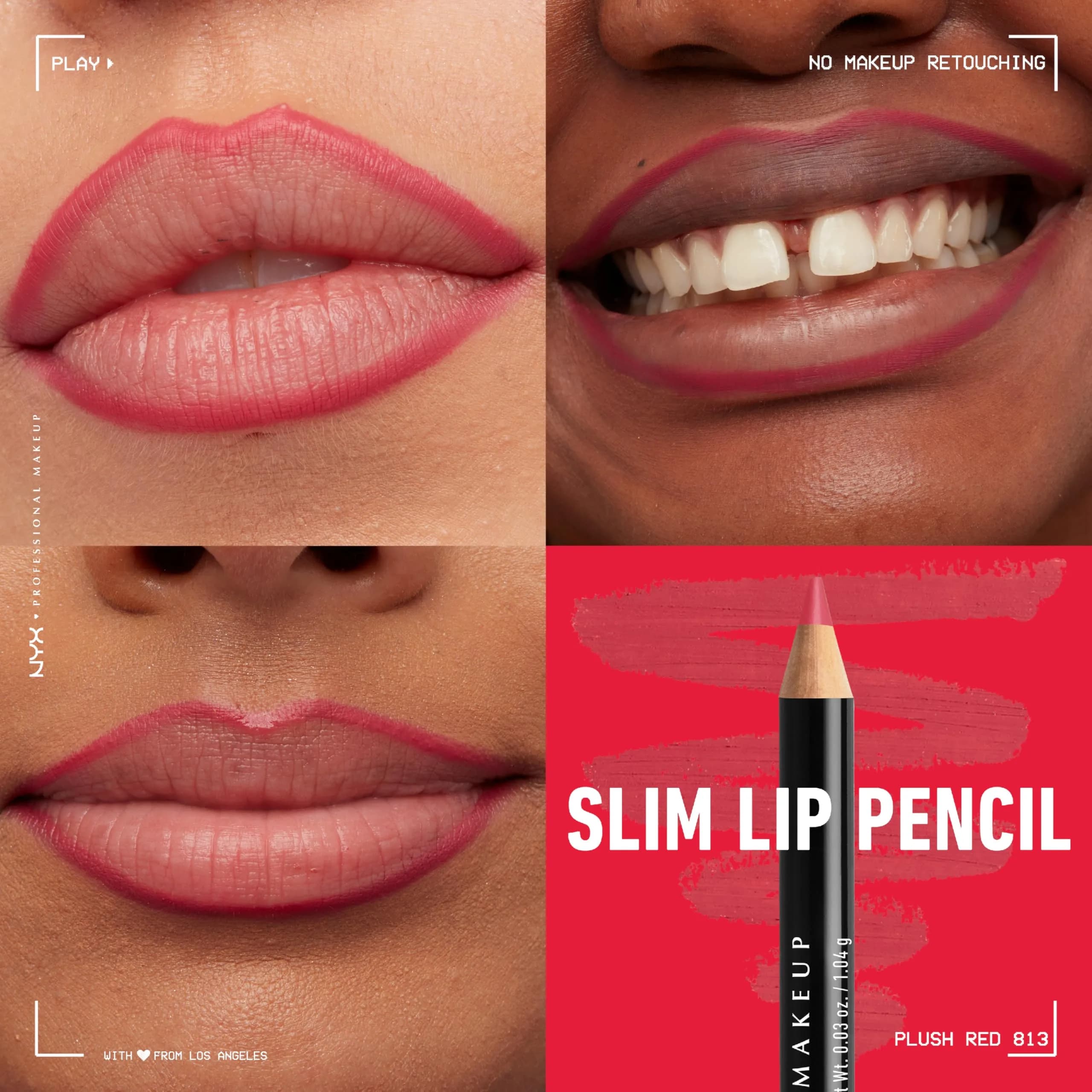 NYX PROFESSIONAL MAKEUP Slim Lip Pencil, Plush Red | Long-Lasting Creamy Lip Liner 0.04 oz (1.1g) - view 5