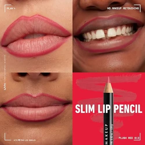 NYX PROFESSIONAL MAKEUP Slim Lip Pencil, Plush Red | Long-Lasting Creamy Lip Liner 0.04 oz (1.1g) thumbnail 5