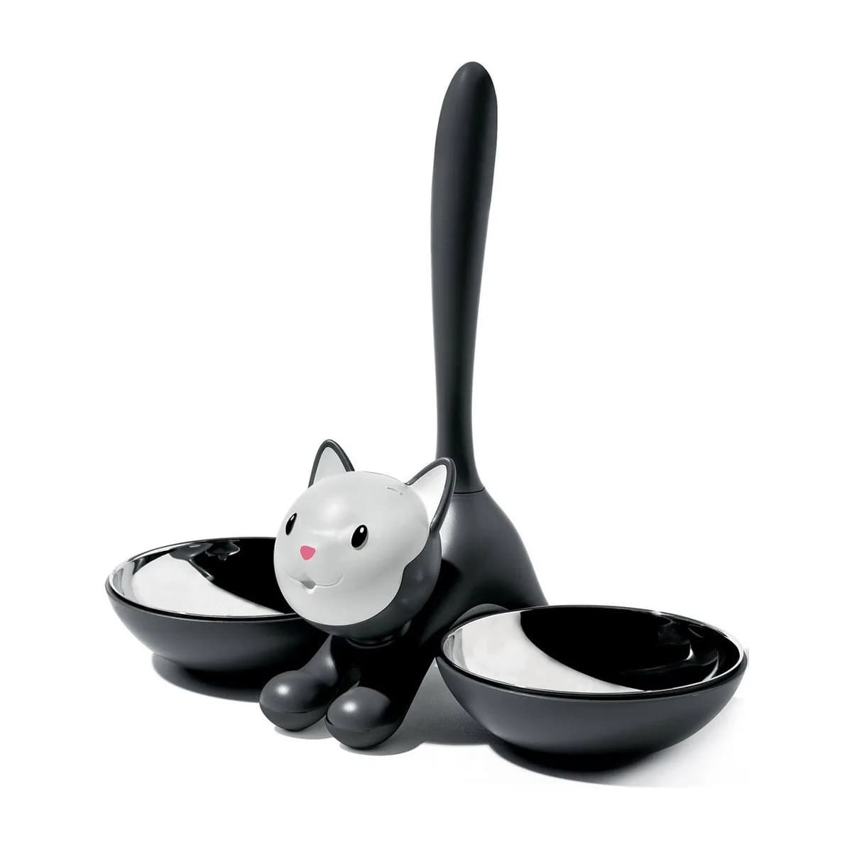 Alessi Tigrito Cat Bowl Black with Stainless Steel Insert | Designer Miriam Mirri — Black