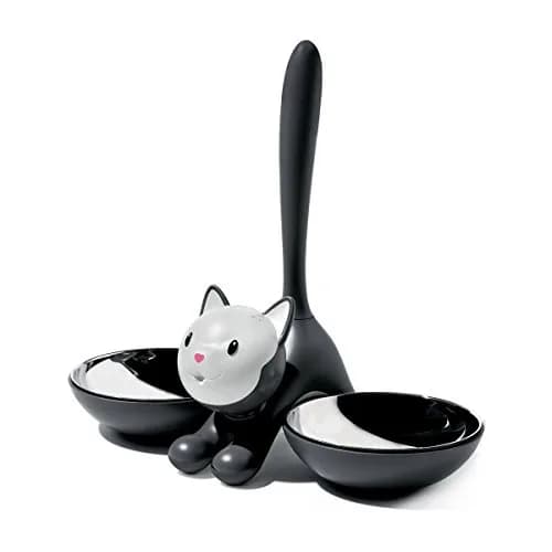 Alessi Tigrito Cat Bowl Black with Stainless Steel Insert | Designer Miriam Mirri thumbnail 1