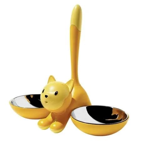 Alessi Tigrito Cat Bowl Black with Stainless Steel Insert | Designer Miriam Mirri thumbnail 3