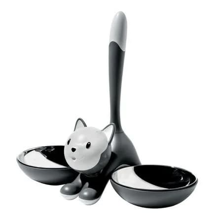 Alessi Tigrito Cat Bowl Black with Stainless Steel Insert | Designer Miriam Mirri thumbnail 4
