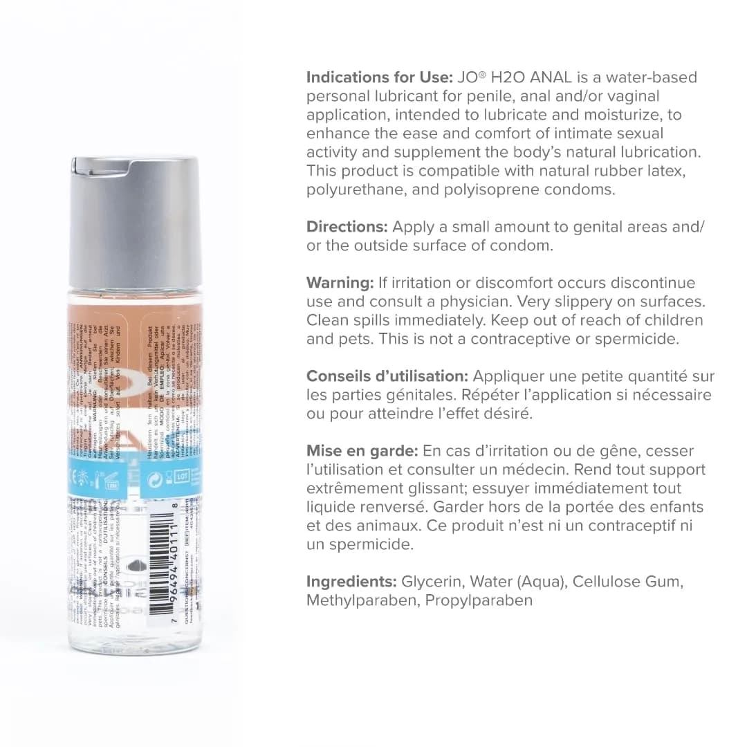 JO Water Based Anal Lube 120ml (4 fl oz) | Smooth, Long-Lasting Glide for Anal Play - view 2