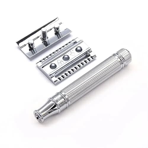 Edwin Jagger DE89Lbl Lined Chrome Plated Double Edge Safety Razor | Classic Wet Shaving Tool (93mm, Brass Handle) thumbnail 5