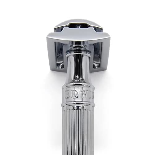 Edwin Jagger DE89Lbl Lined Chrome Plated Double Edge Safety Razor | Classic Wet Shaving Tool (93mm, Brass Handle) thumbnail 3