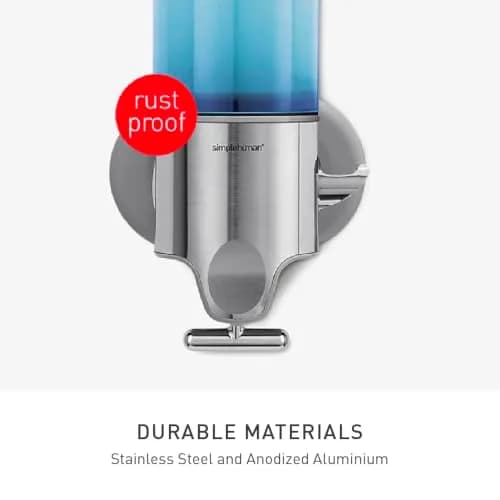 simplehuman Single Wall Mount Pump, Stainless Steel | Hotel-Grade Refillable Shower Soap Dispenser, Ergonomic T-Bar Lever, No-Drill Adhesive thumbnail 5