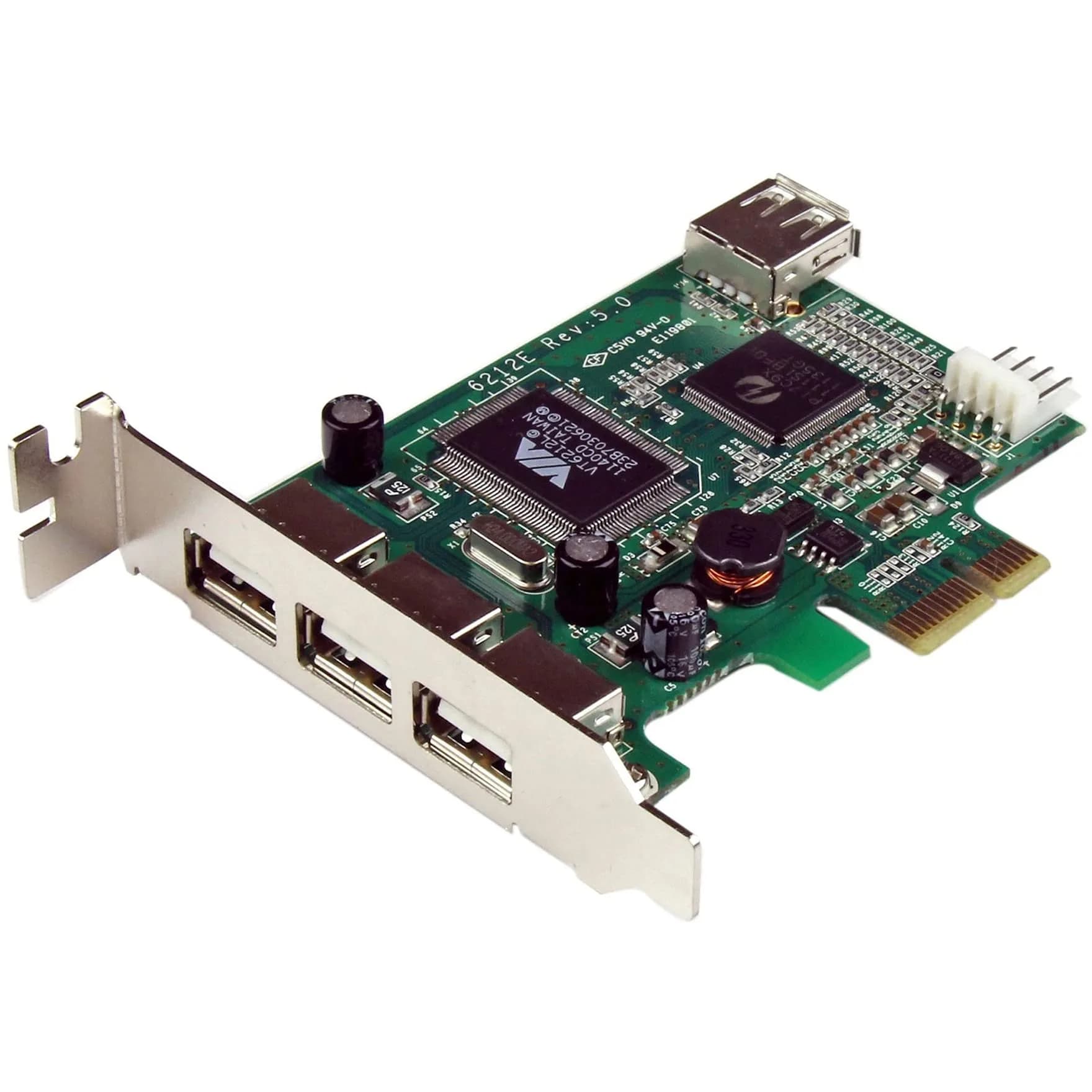StarTech.com 4-Port PCI Express USB Card (PEXUSB4DP) | Low Profile High Speed USB 2.0 Expansion — Green