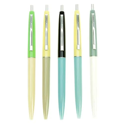 Kikkerland Retro Pens, Set of 5, Multi | Smooth, Rich Black Ink, 6 Inch Length thumbnail 1