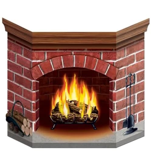 Beistle Brick Fireplace Stand-Up Party Accessory 97 cm (3 ft 1 in) x 63.5 cm (25 in) | Realistic Holiday Decor thumbnail 1