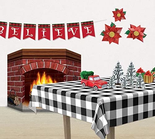 Beistle Brick Fireplace Stand-Up Party Accessory 97 cm (3 ft 1 in) x 63.5 cm (25 in) | Realistic Holiday Decor thumbnail 2