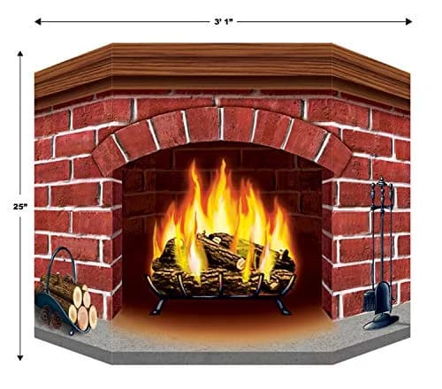 Beistle Brick Fireplace Stand-Up Party Accessory 97 cm (3 ft 1 in) x 63.5 cm (25 in) | Realistic Holiday Decor thumbnail 3