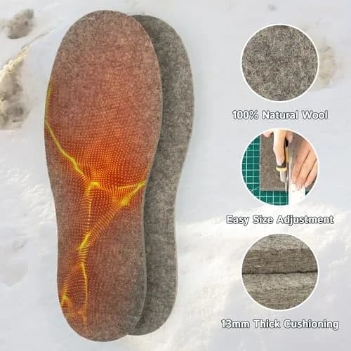 The Felt Store Wool Felt Insoles for Men and Women | 13mm Thick Shoe Inserts for Cold Weather (70-120 chars) thumbnail 2