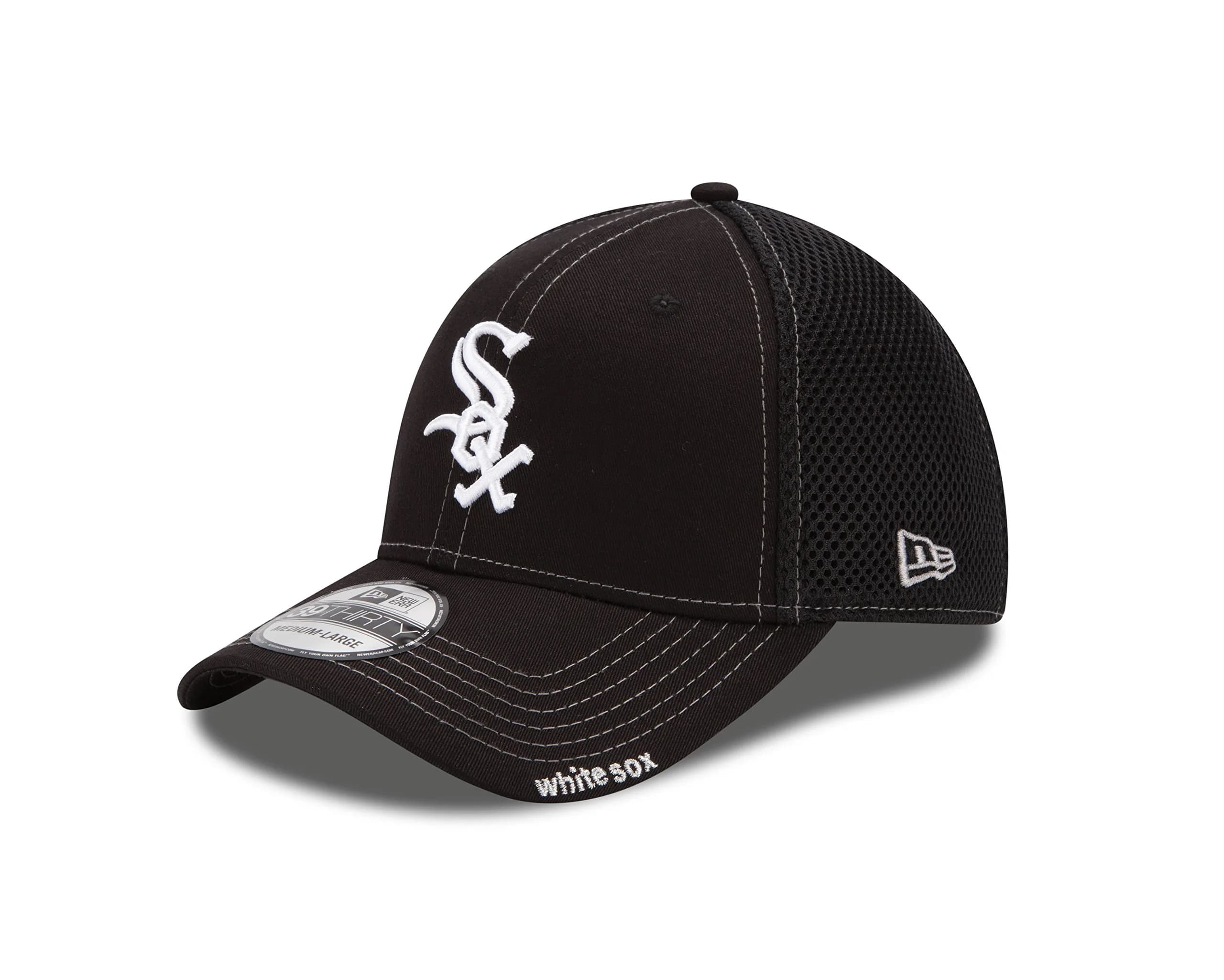 New Era MLB Chicago White Sox NEO 39Thirty Stretch Fit Cap Large/X-Large Black | Officially Licensed MLB Fan Hat — Black