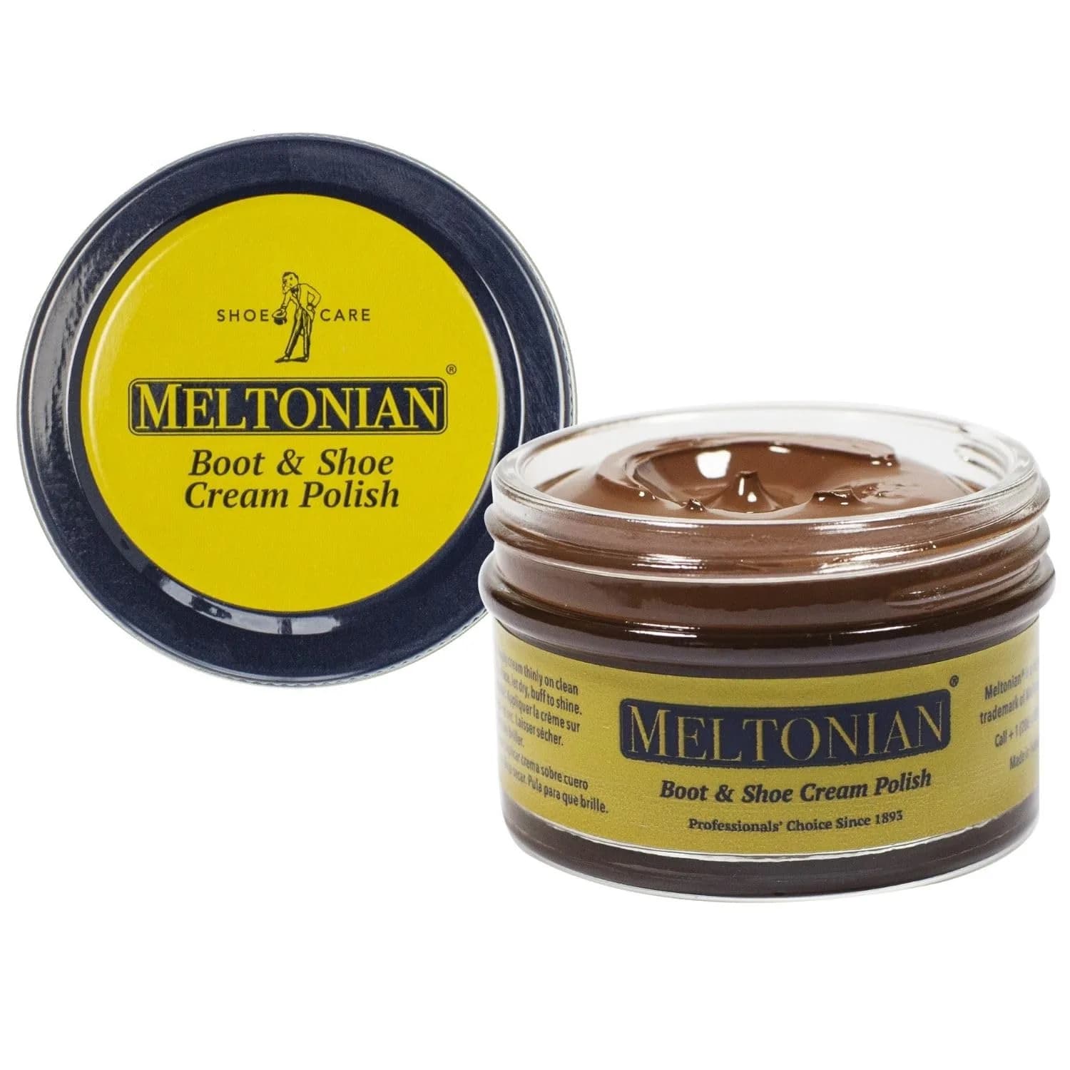 Meltonian Cream Shoe Polish - Leather Shoe Polish Oil Based with Beeswax, 1.7oz | Restores & Protects Leather Shoes