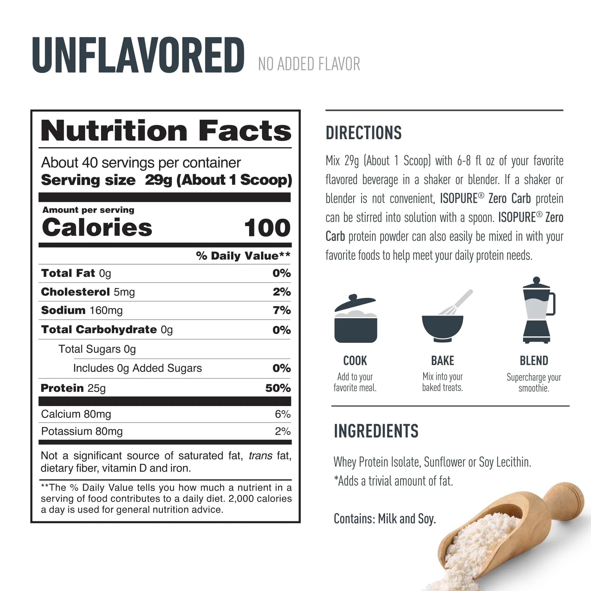 Isopure Zero Carb Whey Protein Isolate Powder, Unflavored, 3 lb (1.36 kg) | 25g Protein Per Serving - view 8